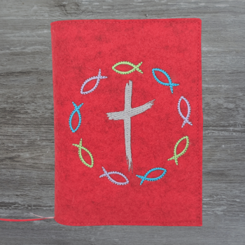 Wosadnikhülle in Kirsch meliert, Kreuz, Fische